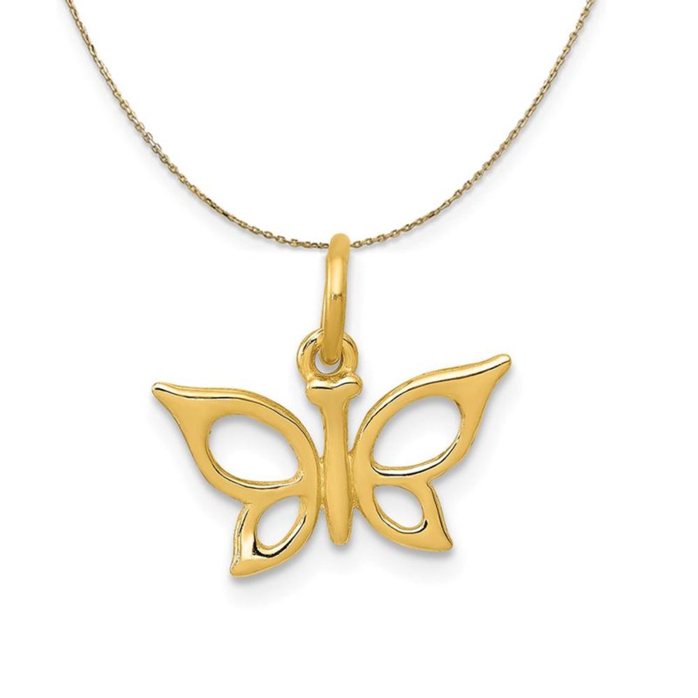 14k Yellow Gold Polished Butterfly (13mm) Necklace - 20 Inch